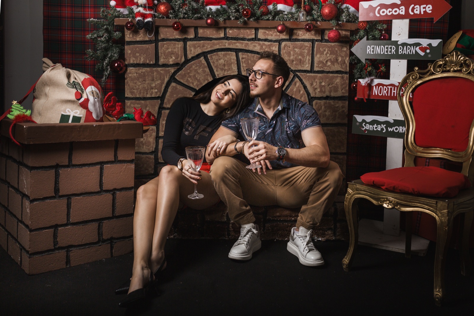 Cozy fireplace Christmas theme